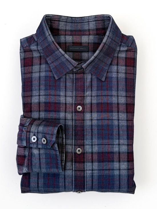 Zachary Prell Other - NEW Zachary Prell Corduroy Men's Plaid Button-Up Shirt Blue & Maroon M Cotton